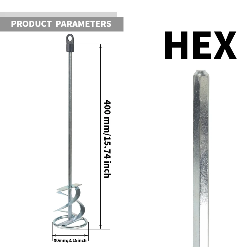 1pc Hex/Sds High Quality Cement Mixer Drill Paint Stirring Rod Handheld Paint Plaster Mortar Cement Mixing Paddle ​80x400mm