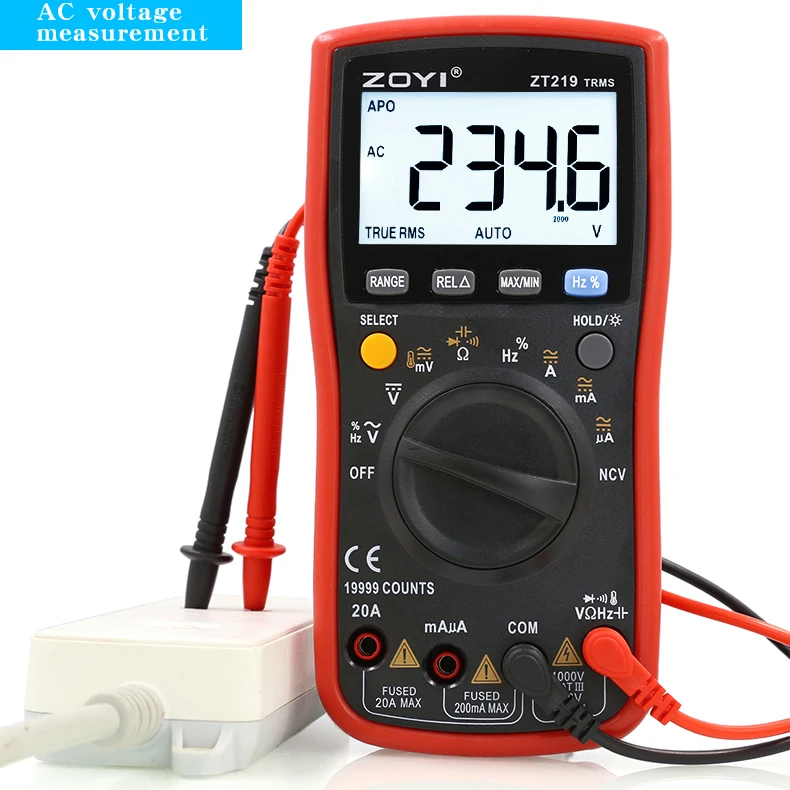 ZOYI Auto-Range Multimeter ZT219 High-Precision 4.5-Digit True RMS Digital Multimeter with Overload Protection, 19999 Counts