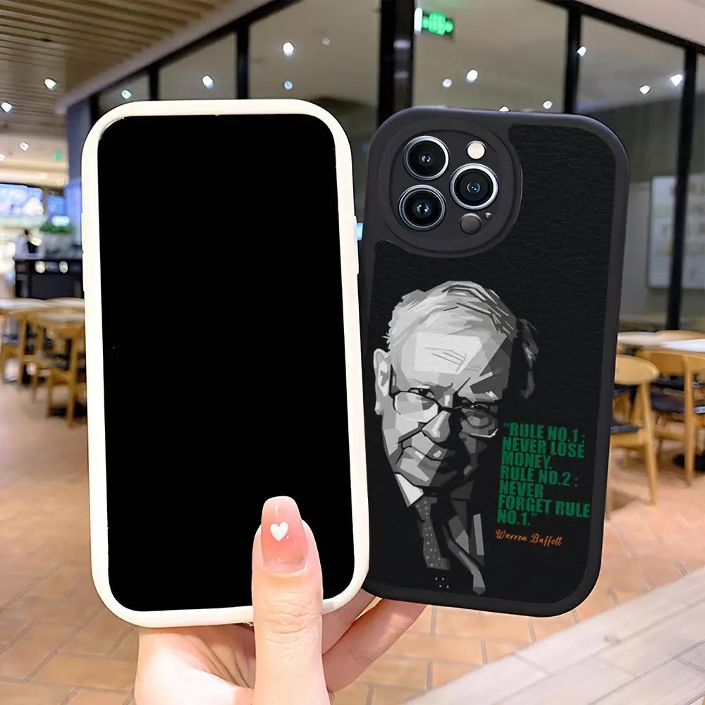 حافظة هاتف وارن بافيت وولف أوف وول ستريت لهاتف آيفون 16 15 13 12 14 11 Pro Max Mini X Xr Xs 8 7 غطاء من جلد الخراف