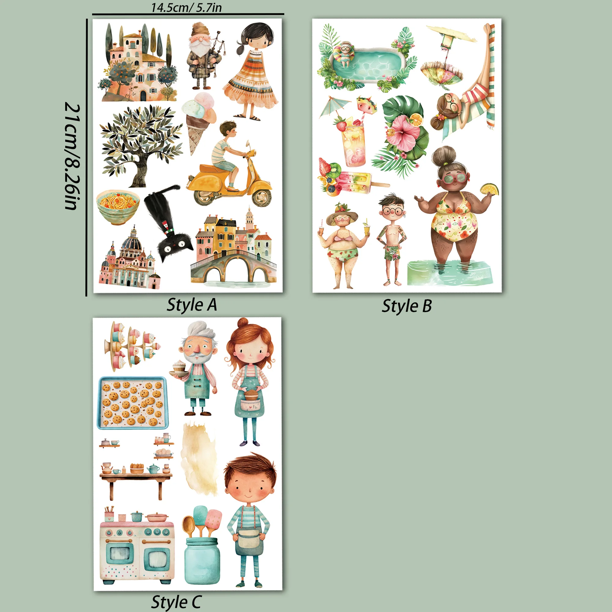 JAIIMAN 81-90 Stück (1,18–3,93 Zoll), große dekorative selbstklebende DIY-Aufkleber, für Scrapbooking-Zubehör, Junk-Tagebuch-Sets – Detail 9