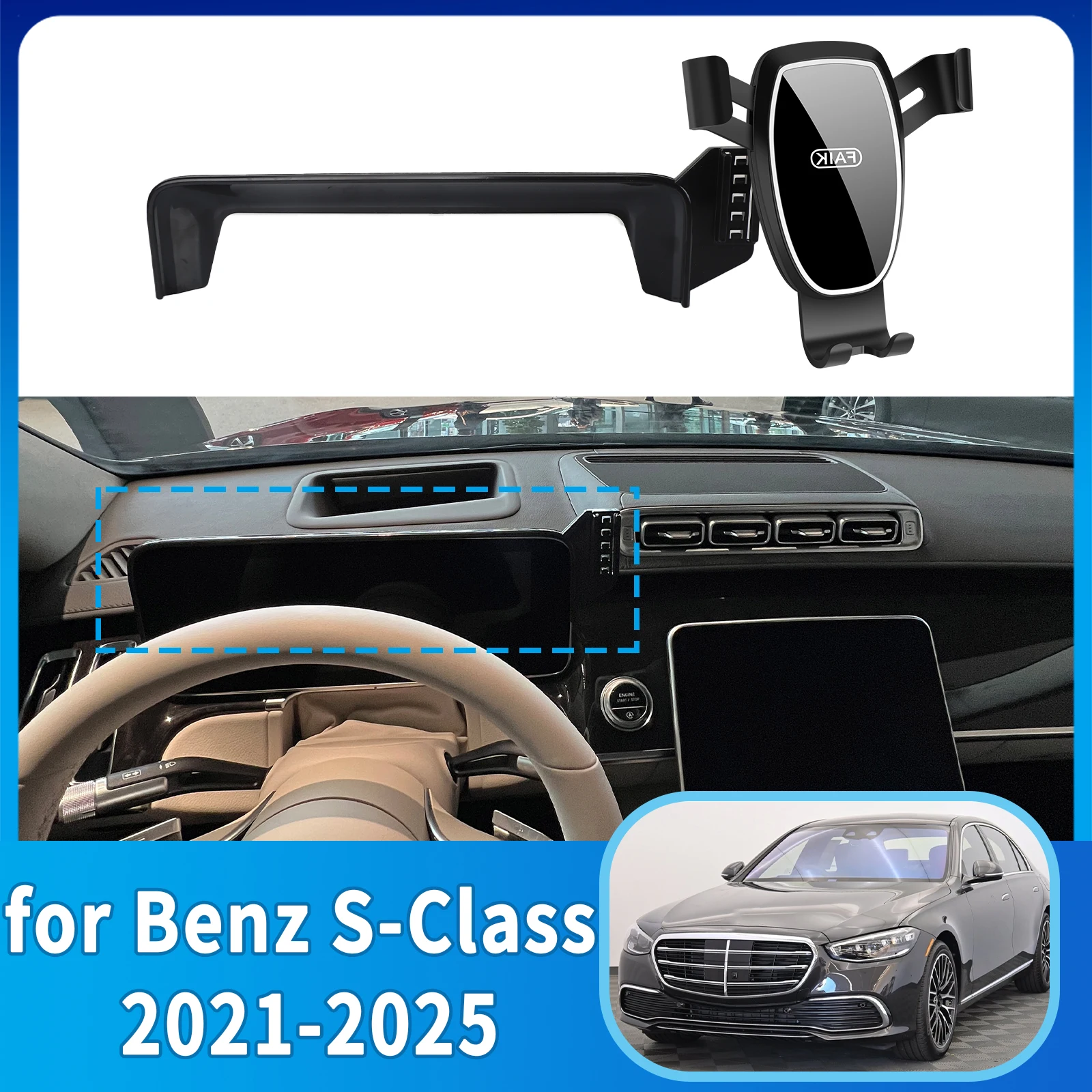 

for Mercedes-Benz S-Class 2021-2025 S CLASS W223 12.3inch Car ​​Anti-Shake Screen Base Phone Holder Mount Stand ​​ Dedicated