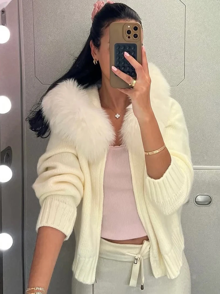 Tuularose Winter Weibliche Pullover Hoodie Strickjacke Flauschigen Zipper Patchwork Langarm Rippen Solide Stricken jacke Mantel Frauen Strickjacke