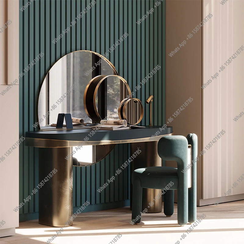 

Italian simple paint dresser chest cabinet integrated light luxury modern makeup table bedroom storage locker