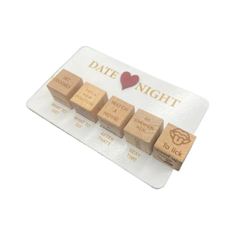 

Настольные игры для романтических свиданий: «Кубики для вечеринок», «Кубики для принятия решений», «Кубики любви», «Кубики для выбора закусок», «Идеи свиданий на День святого Валентина»