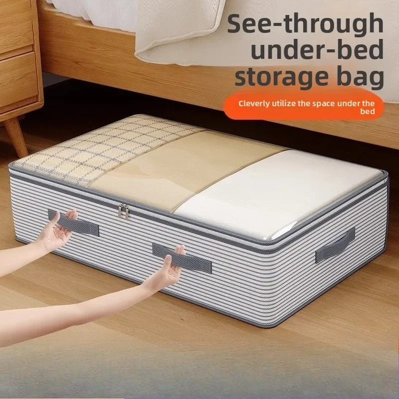 Foldable Storage Bag Under The Bed Visual Blanket Clothing Quilt Toy Large Capacity Dust Finishing Bag