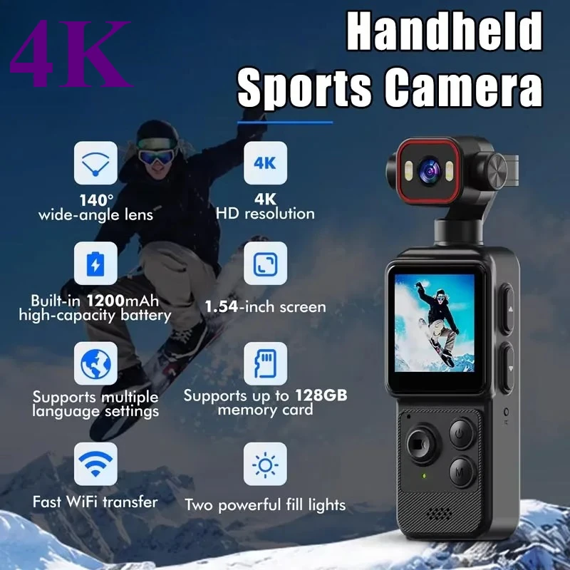 D2 New HD Wireless 4K High-definition Handheld Sports Camera AP Hotspot Connection Cycling Shooting Vlog Camera 2026