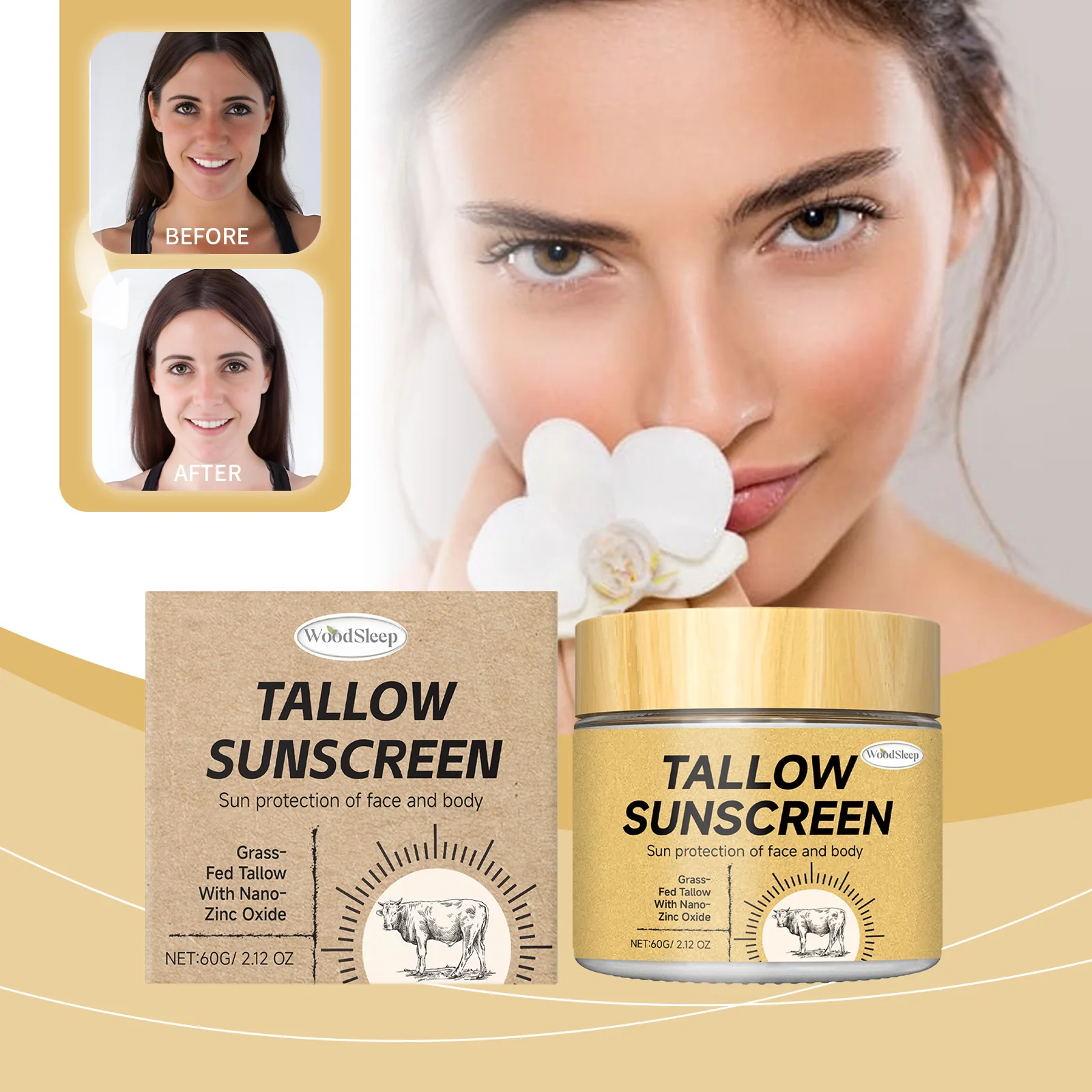 

Beef Tallow Face Cream Lasting Moisturizing Soothing Facial Skin Firming Increase Facial Elasticity Nourishing Smooth Skin Care