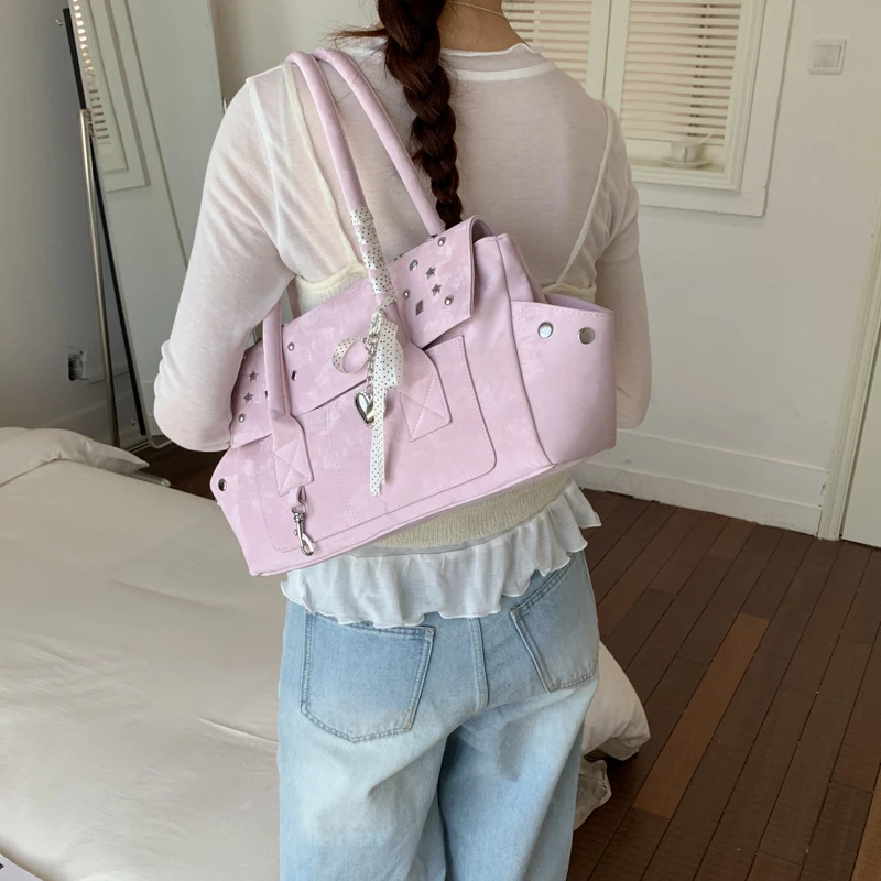 Damen PU-Leder Nieten-Stern-Handtasche: Süße, coole Nischen-Ästhetik für den Alltag – Umhängetasche und Shopper 2026 – Neue Handtaschen und Geldbörsen – Detail 4