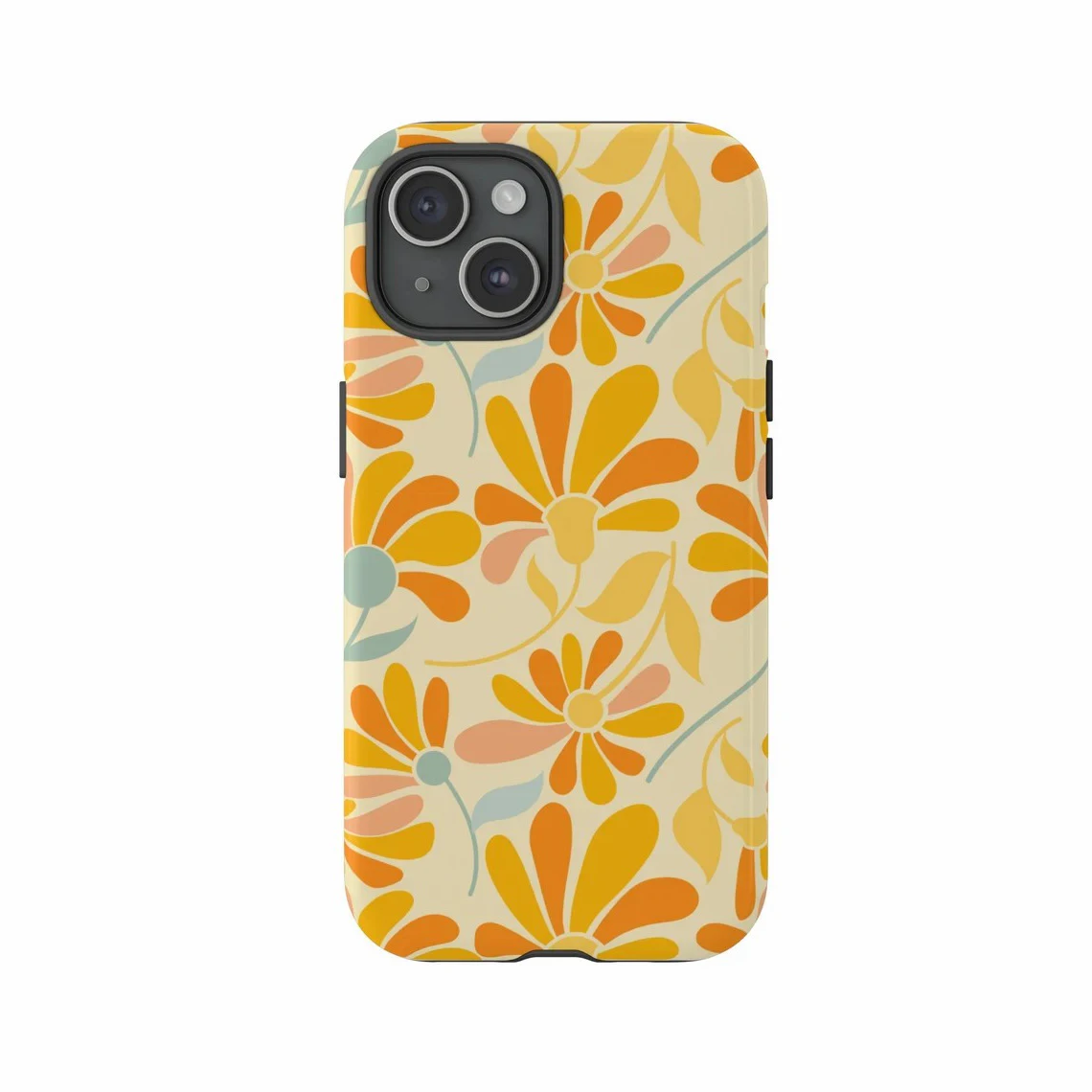 

Yellow Fashion Flower Pattern Design Phone Case for iPhone 17 16 15 14 13 12 11 Air Pro Max Plus Luxury Double-layer Back Cover