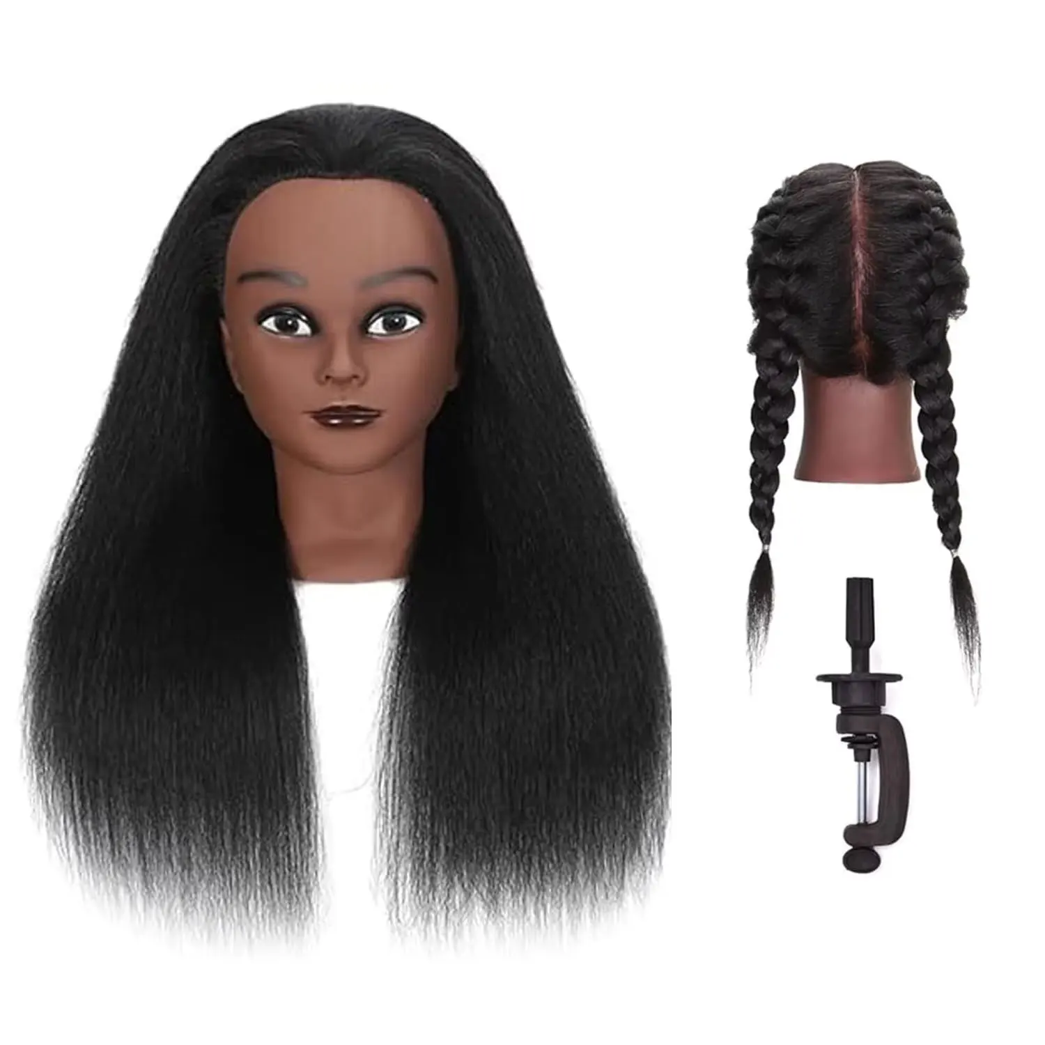 

16-дюймовая голова манекена с моделью тренировочной головы для волос - косметологическая кукла-манекен для практики с регулируемой подставкой