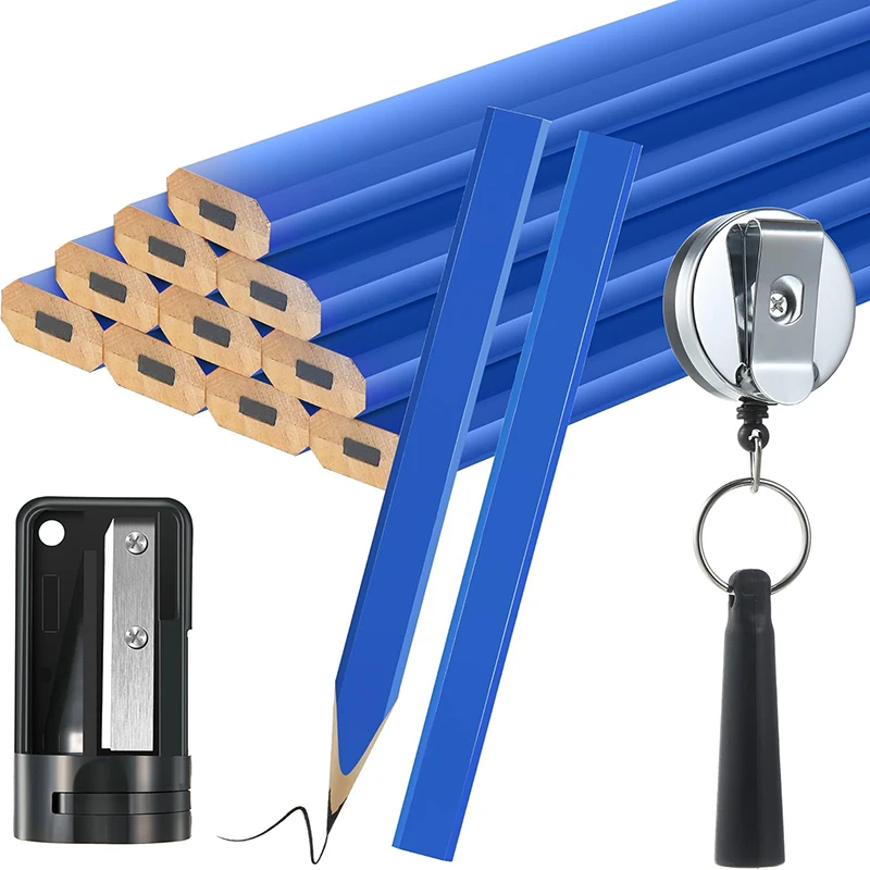 

12Pcs Woodworking Pencils Carpenter Pencils Tools Site Dedicated Marking Workers Dedicated Octagon Drawing Lines Flat Head Pen