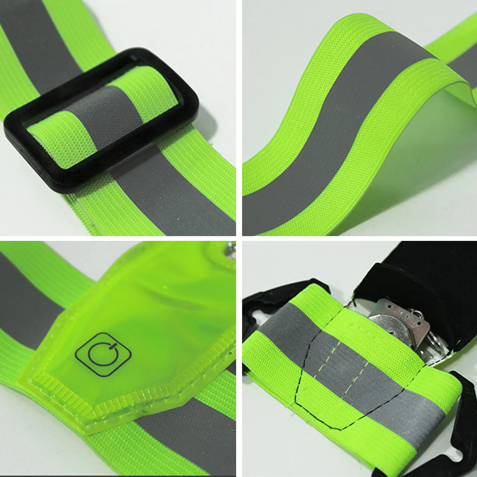 Elastische LED-Fahrradweste, verstellbare, reflektierende Weste mit Streifen für verbesserte Sichtbarkeit, Sicherheitsausrüstung für Nachtsport, reflektierender Gürtel zum Radfahren – Detail 6