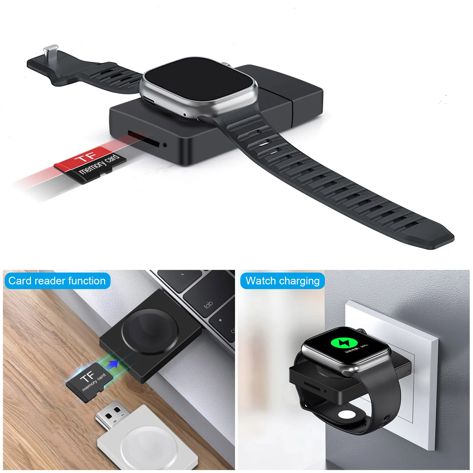 Fast Magnetic Wireless Charger Dock TF For Apple Watch series 9/8/7/6/5/4/SE/3/2 Portable Wireless Charging station