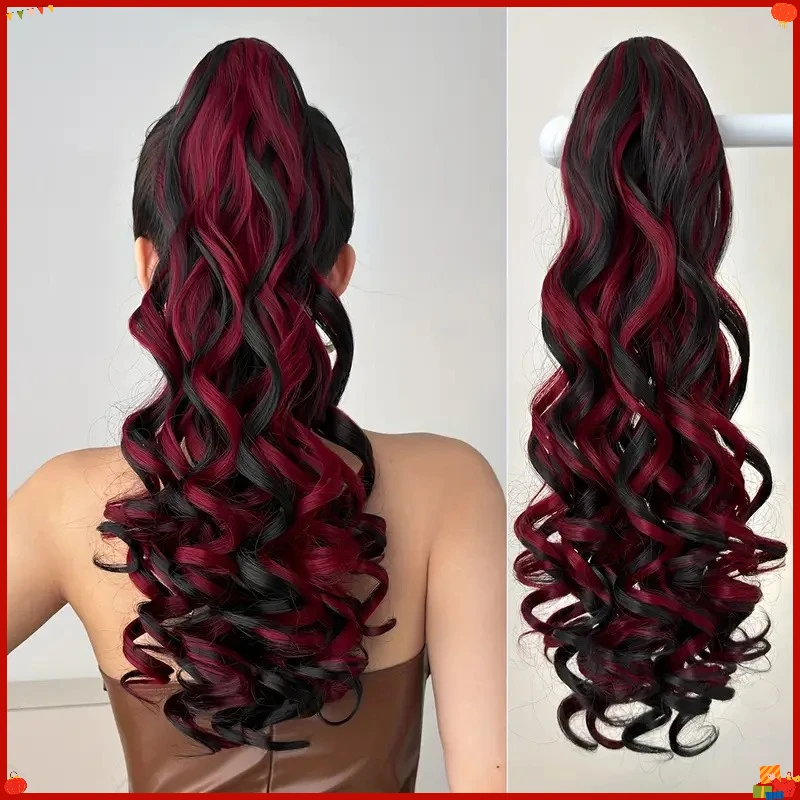 synthetic-long-wavy-ponytail-clip-in-extension-invisible-claw-drawstring-curly-hairpiece-cosplay-daily-party-styling-wig