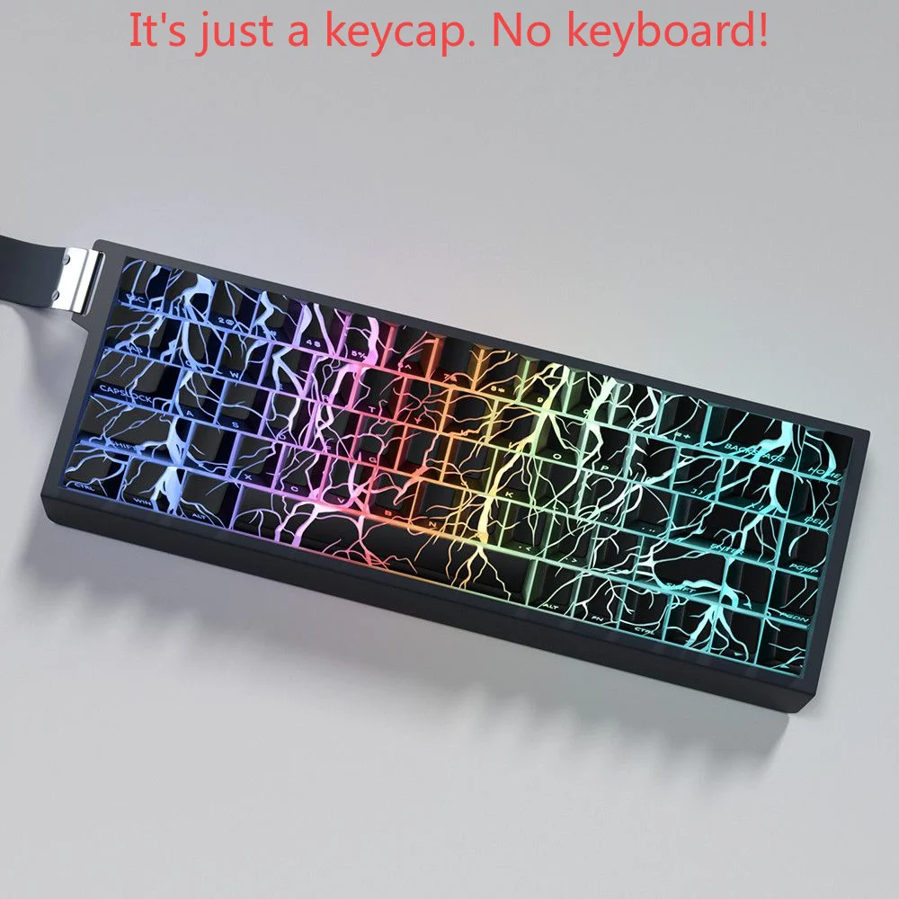 Lightning Personal Keycap PBT Line Side Engraved Translucent Keycap 140 Keys Suitable for 60/74/108 Mechanical Keyboard
