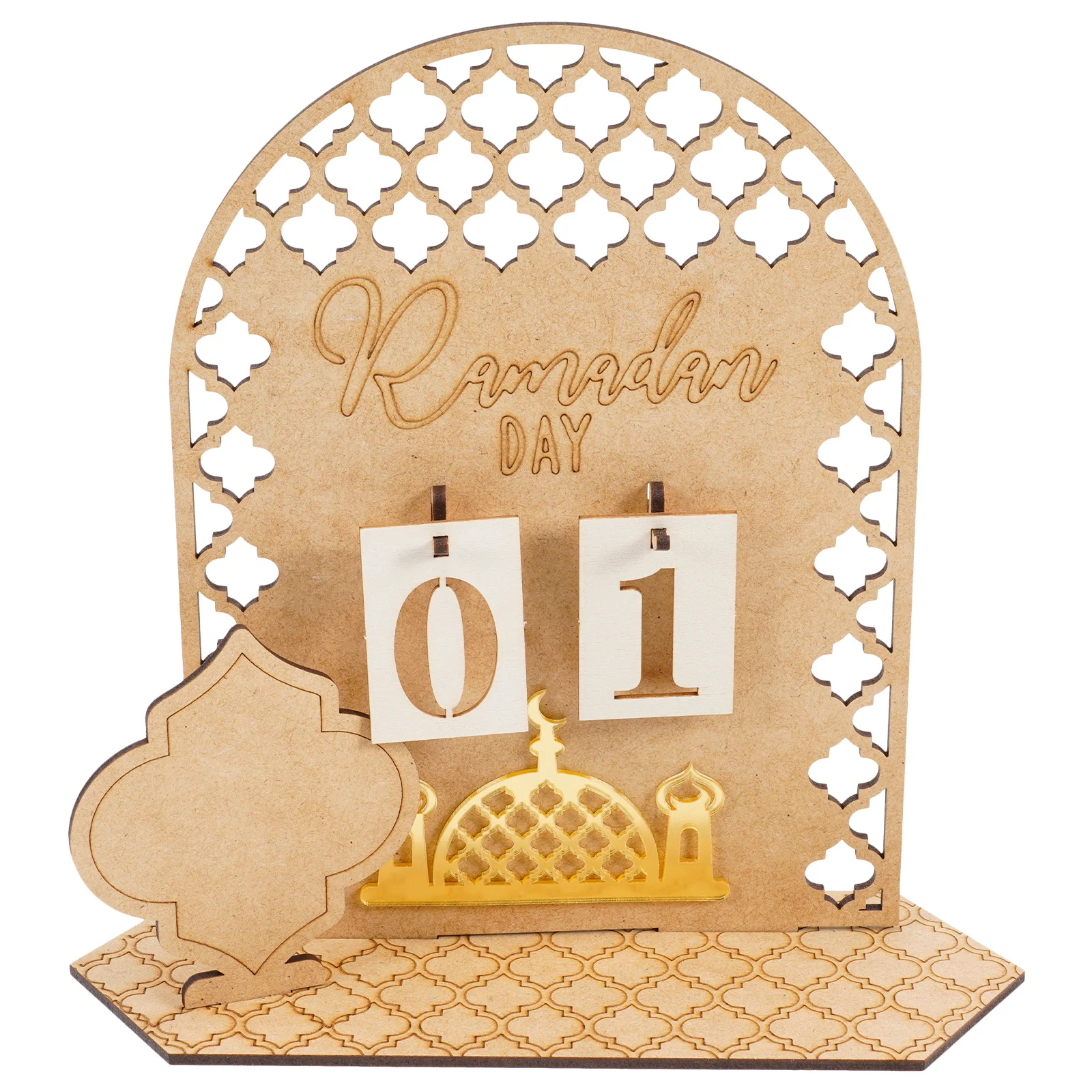 

Wooden Ramadan Advent Calendar Decorative Countdown Ornament for Desktop Window Sill Sideboard Cafe Office Indoor Holiday