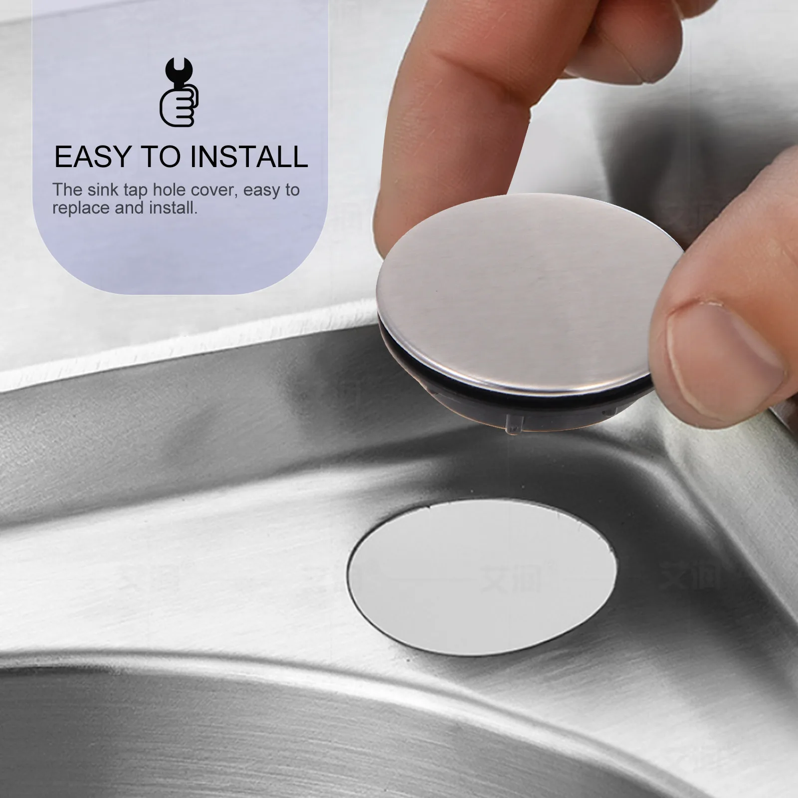 

4pcs Sink Hole Cover Cap Stainless Steel Leak Proof Decorative Kitchen Sink Faucet Accessory Tap Plug Basin Lid for Bathroom