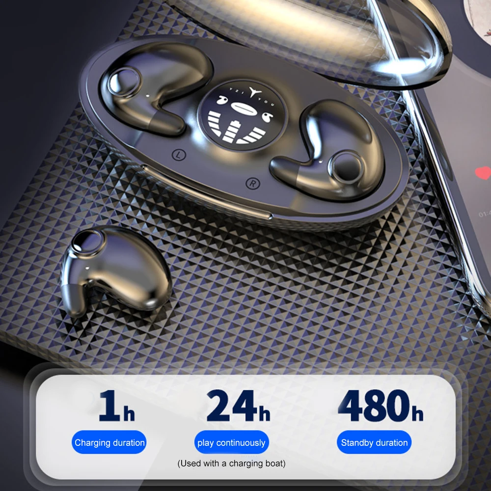 Mini Invisible Sleep Wireless Earphone TWS Bluetooth 5.3 Mini Hidden Headphones IPX5 Waterproof Noise Reduction Sports Earbuds