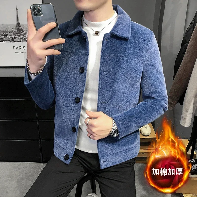 2022 Autum Winter Wool Blends Jacket Coat Men Thicken Warm Casual Business Trench Coat Short Streetwear Overcoat Windbreaker