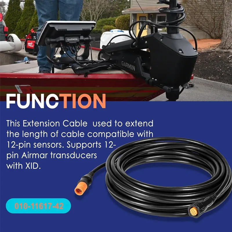 010-11617-42 Extension Cable 12-Pin, For Garmin Scanning Transducers, Airmar Transducers with XID, ECHOMAP, STRIKER, LiveScope