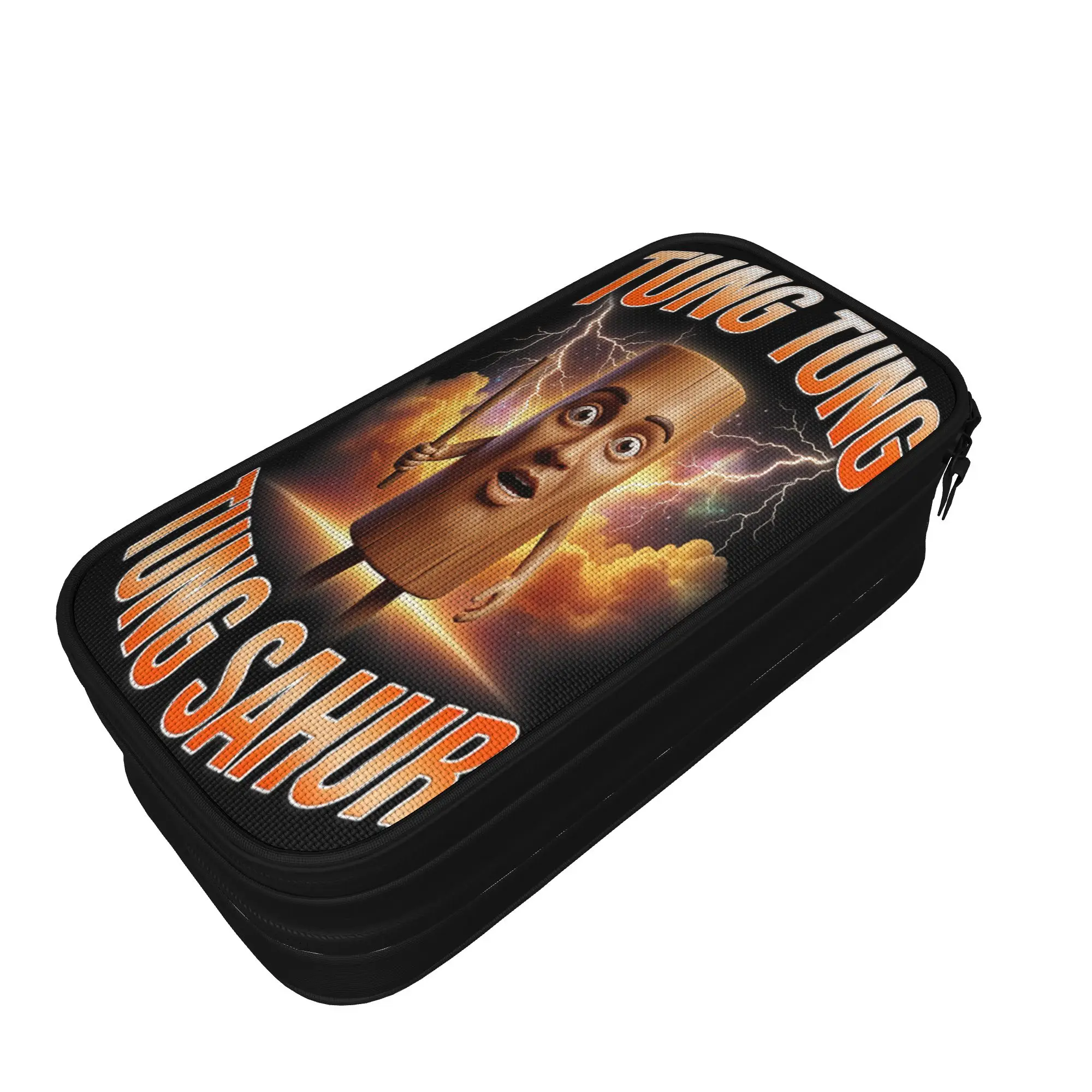 Tung Sahur Funny Viral Internet Meme Joke Pencil Case  Canvas Pencil Bag Boy Girl Vintage Big School Pencil Cases Stationery