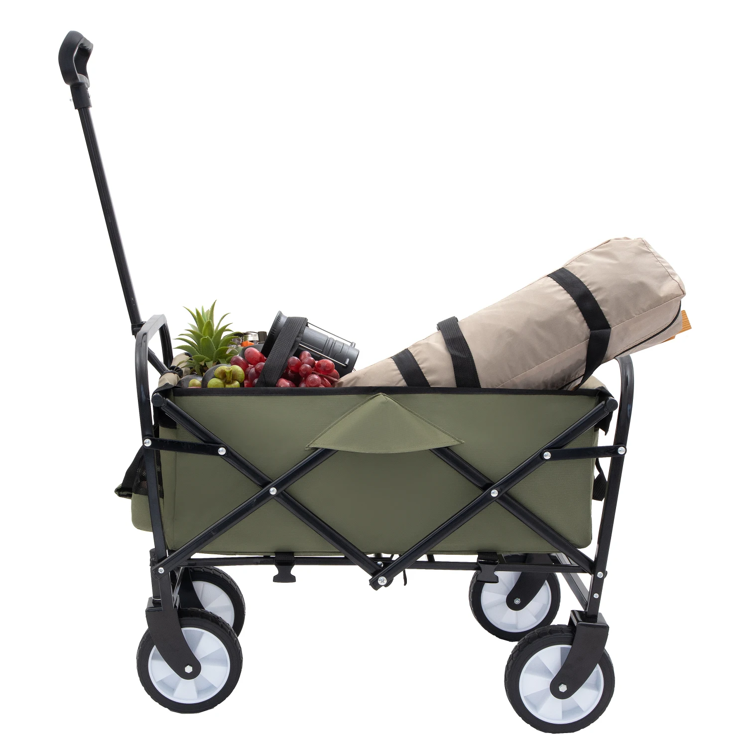 Collapsible Foldable Wagon Cart with strapping system, Beach Wagon , Utility Cart , Utility Wagon Grocery Cart for Camping Shopp