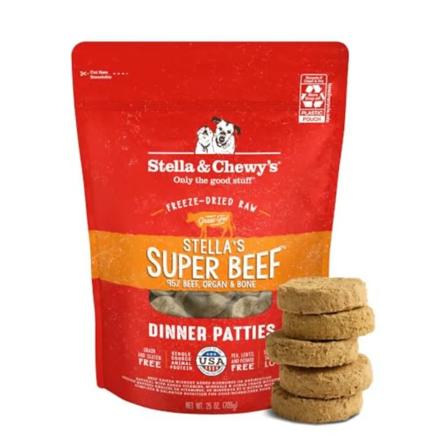 

Freeze-Dried Raw Dinner Patties - Beef Recipe - High Protein Grain-Free Puppy and Dog Food - Perfect For Picky Eaters - 25 oz