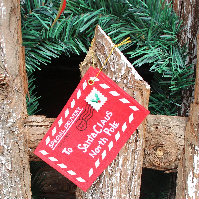 

Christmas Santa Claus Letter Red Felt Letters Embroidered Envelopes For Christmas Tree Hanging Card Candy Gifts Bags Home Decor