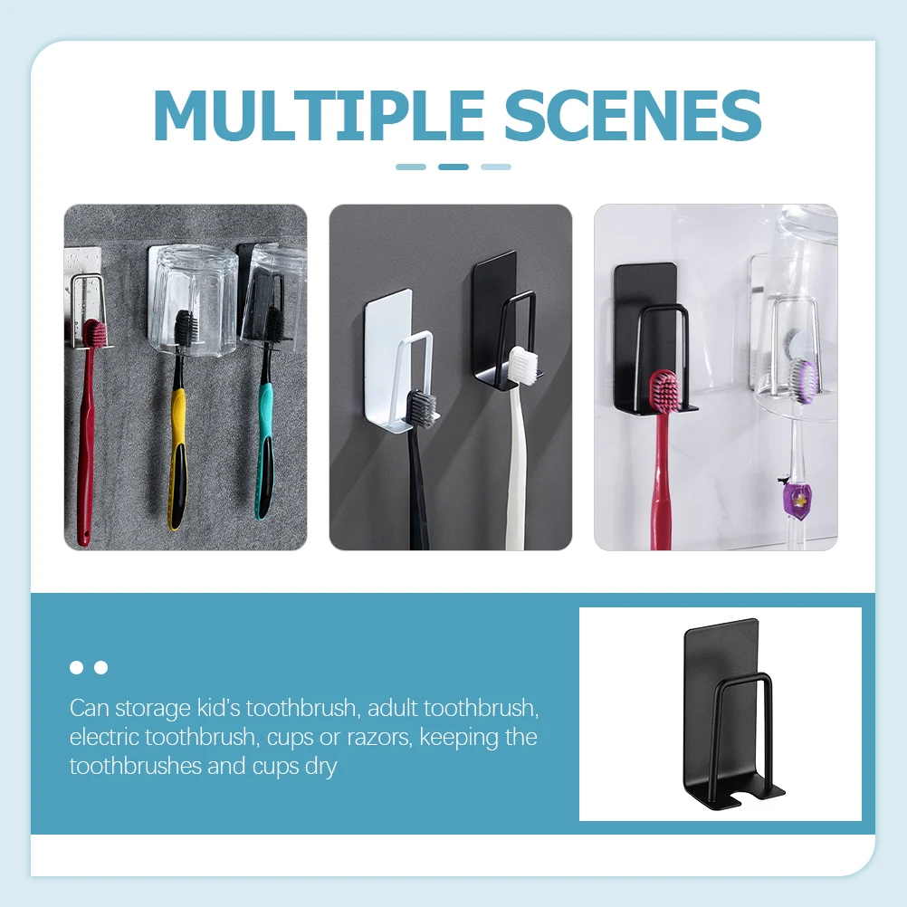 

2 Pcs Toothbrush Holder Stainless Steel Wall Mounted Adhesive Bathroom Shower Rack for Toothbrushes Cups Electric Razor Storage