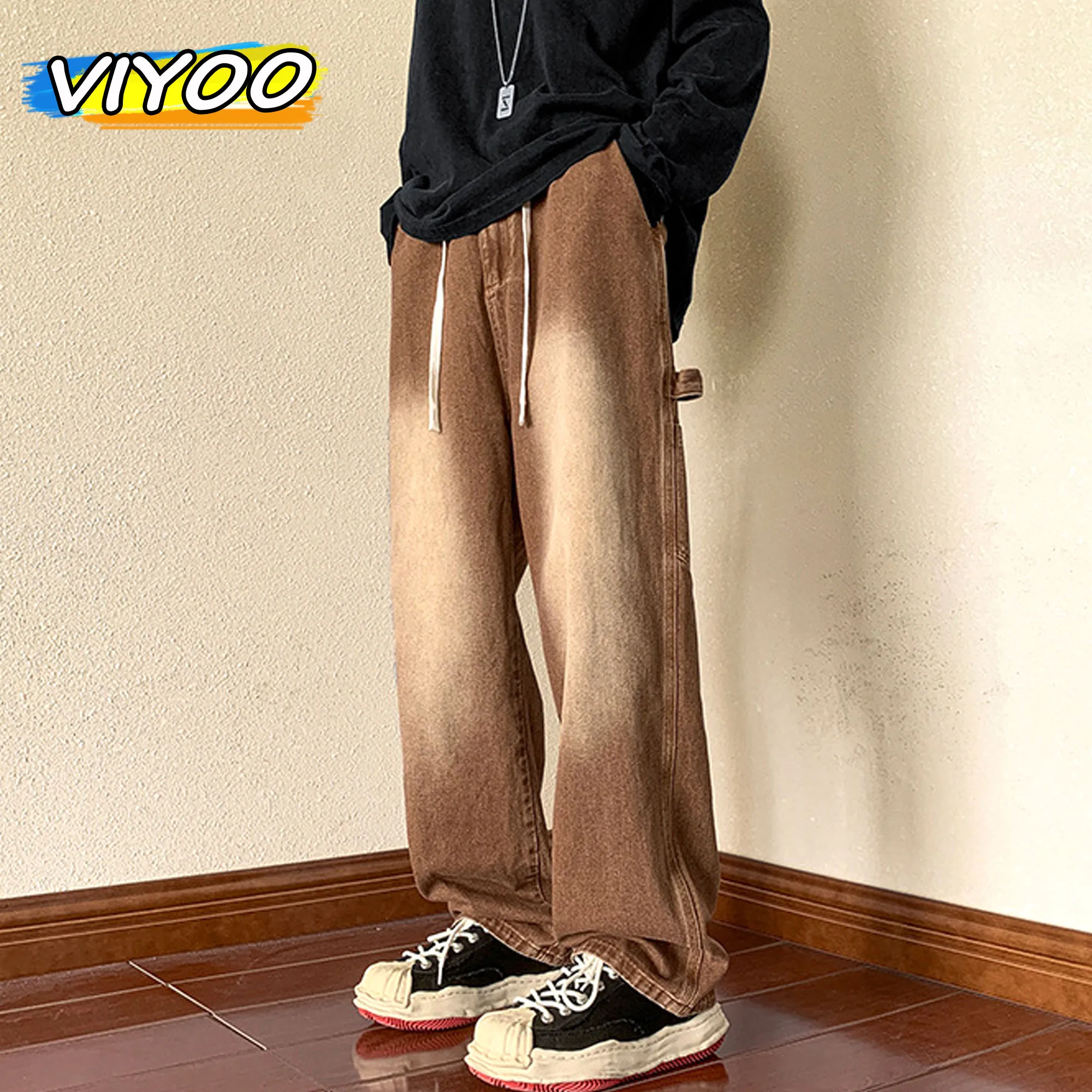 

Men's Y2K Vintage Jeans Denim High Street Casual Cowboy Cargo Pants Man Classic Loose Waist Male Trousers Korean Clothes 2024