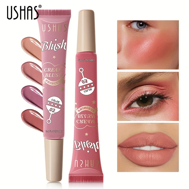 

USHAS 3 Color Multi-purpose Liquid Blush Moisturize Lasting Natural Brighten Skin Tone Fashion Shimmer Texture Blush Makeup 12ml