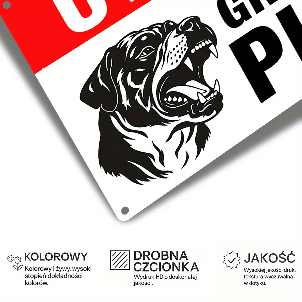 2D Flat, Vintage Metal Sign, Polish Warning Sign 