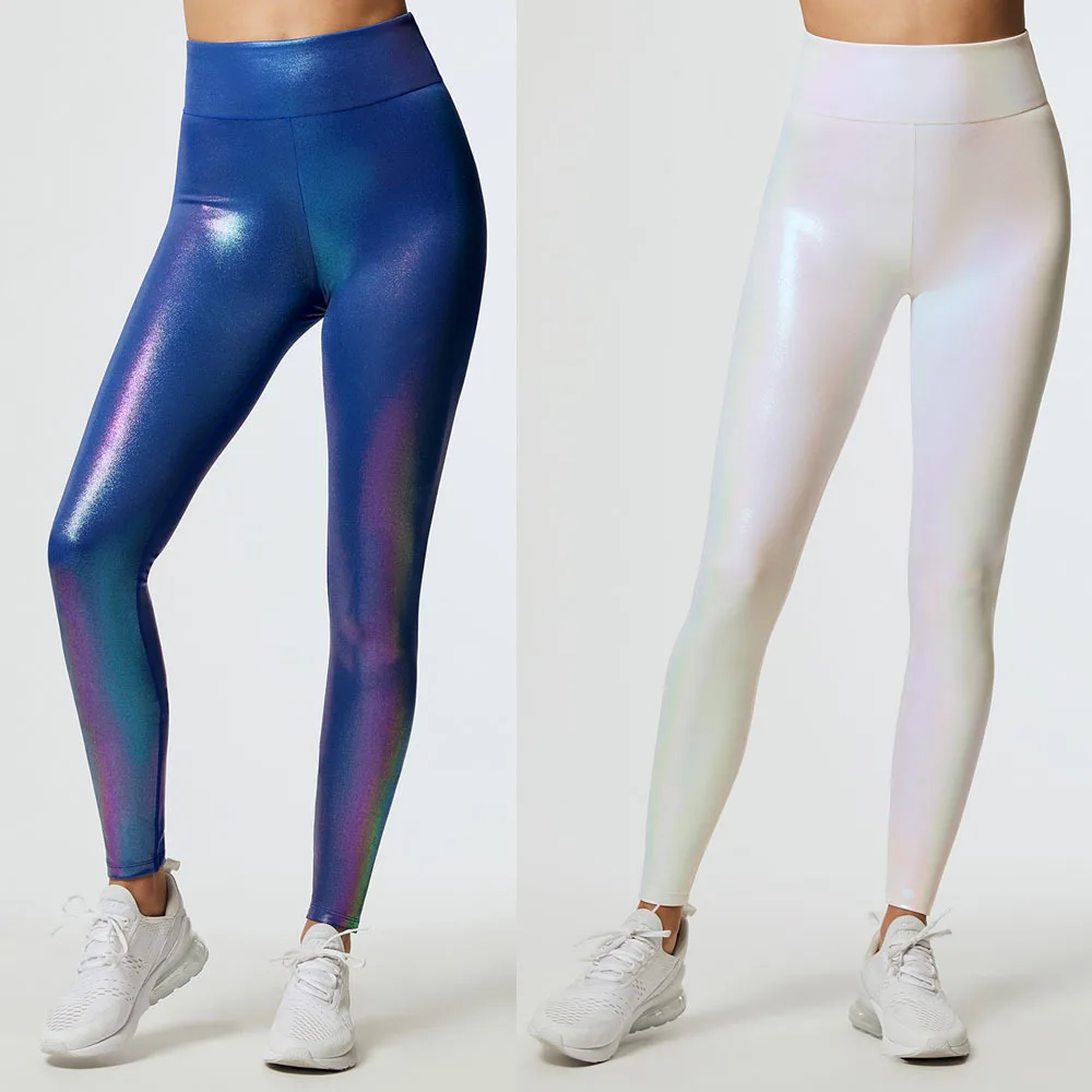 Workout Leggings For Women High Waist Elastic Fitness Trousers Slim-fit White Leggings Faux Leather Pants ouc1203