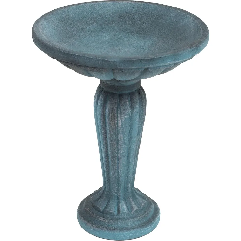 

20.25” H Concrete Bird Bath for Outdoors, Grecian Column Pedestal Bird Bath with Glass Fiber Reinforced Concrete Cons