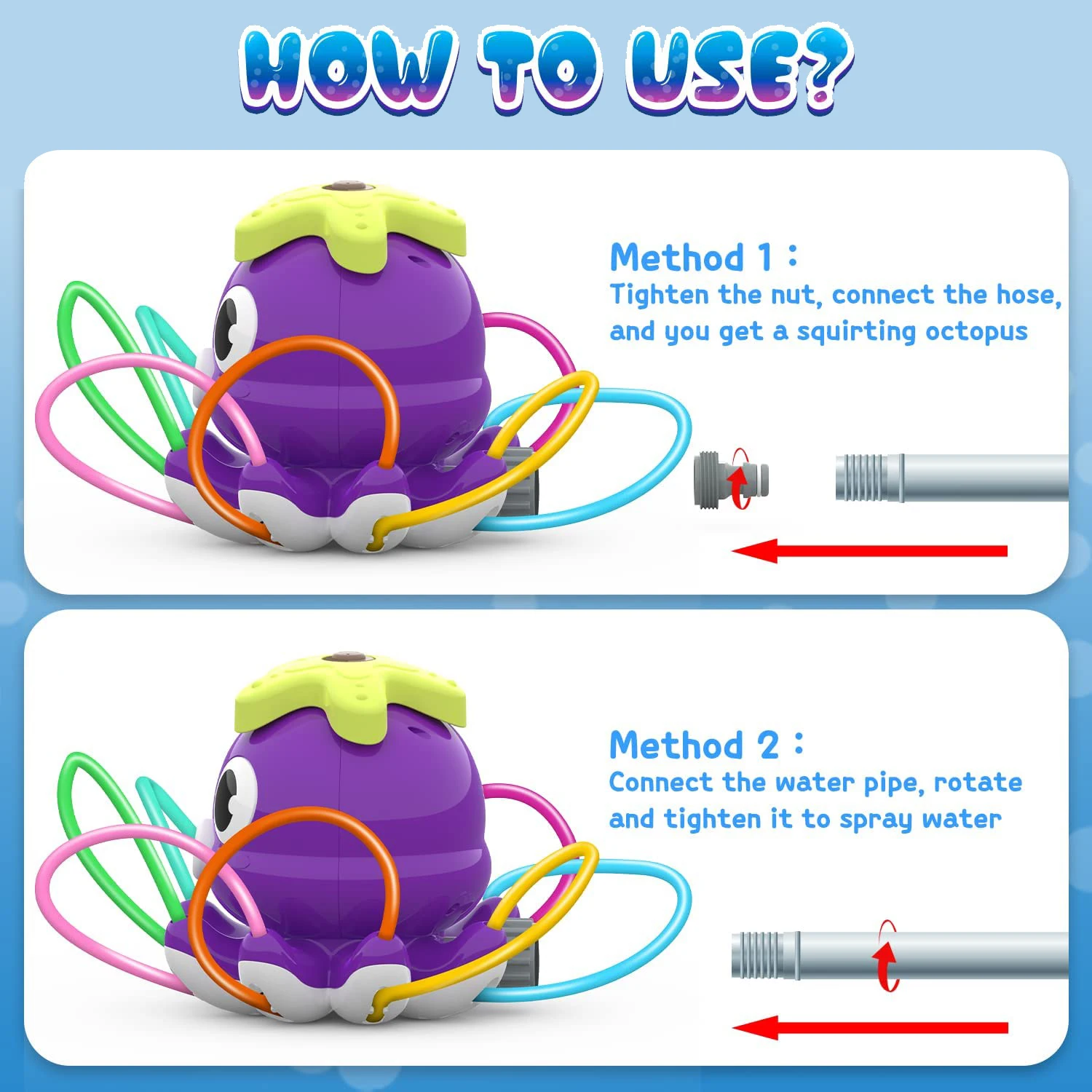 Polvo sprinkler spray de água brinquedo ao ar livre quintal jardim brinquedos de água verão quintal dos desenhos animados respingo sprinkler brinquedo de banho do bebê para crianças