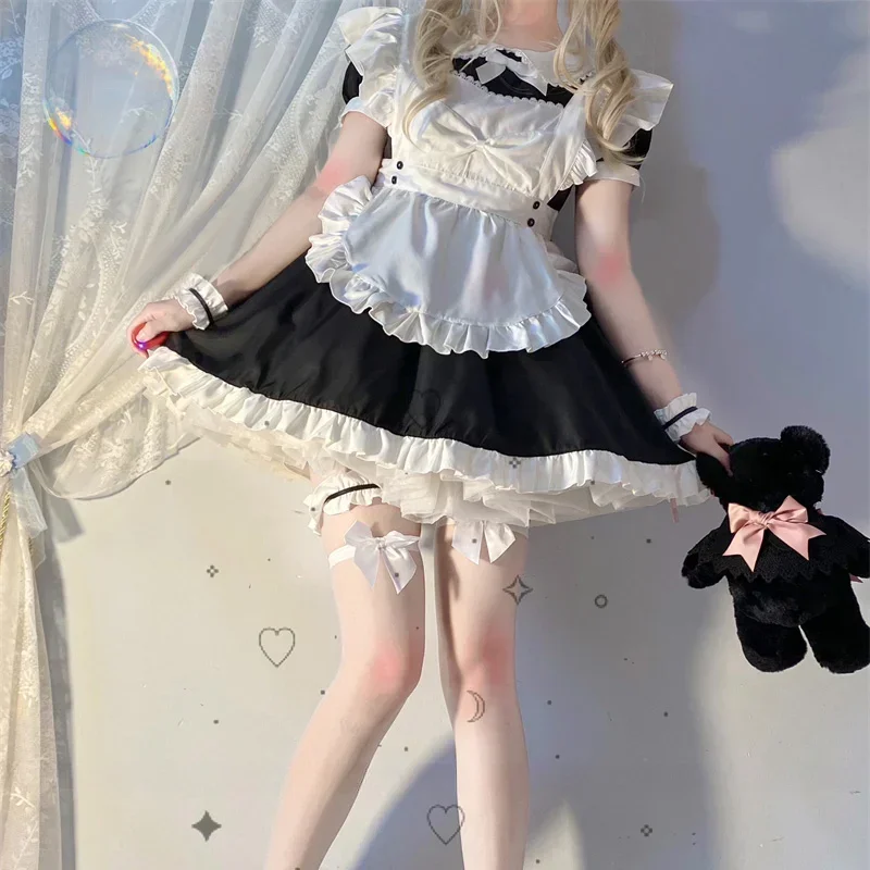 Japonês macio menina empregada cosplay trajes feminino plus size halloween anime lolita café empregada role play doce gato vestidos de festa