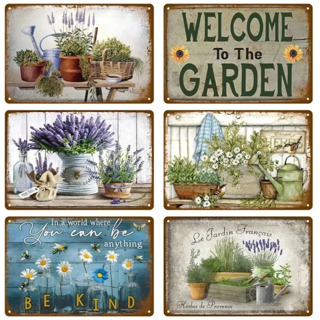 Retro Vintage Metallschild mit Blumenmotiv – Gartenwandkunst, Heim- und Bauernhofdekoration