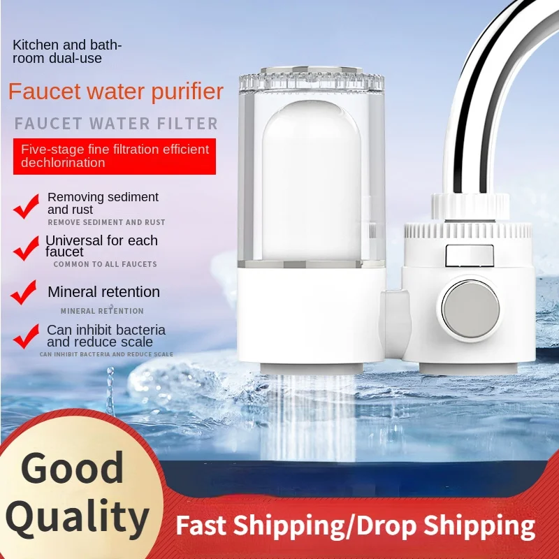 Faucet Water Purifier Household Kitchen Tap Water Filter Washable Ceramic Filter Element With 4pcs Filter