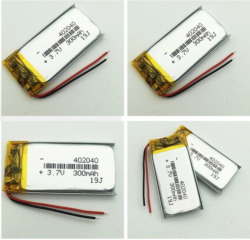 4x 402040 300mah 3.7V Lithium Polymer Battery For Wireless Mouse Bluetooth Headset LED Light Rechargeable Li-polymer Batteries