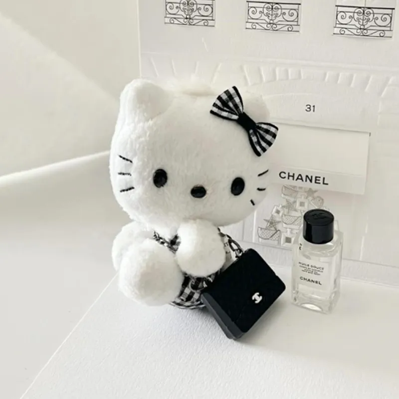 

Anime Sanrio Cartoon Hello Kitty Keychain Pendant Pearl Necklace Fur Plush Doll Toys Bag Keychain Car Pendant Valentine Day Gift