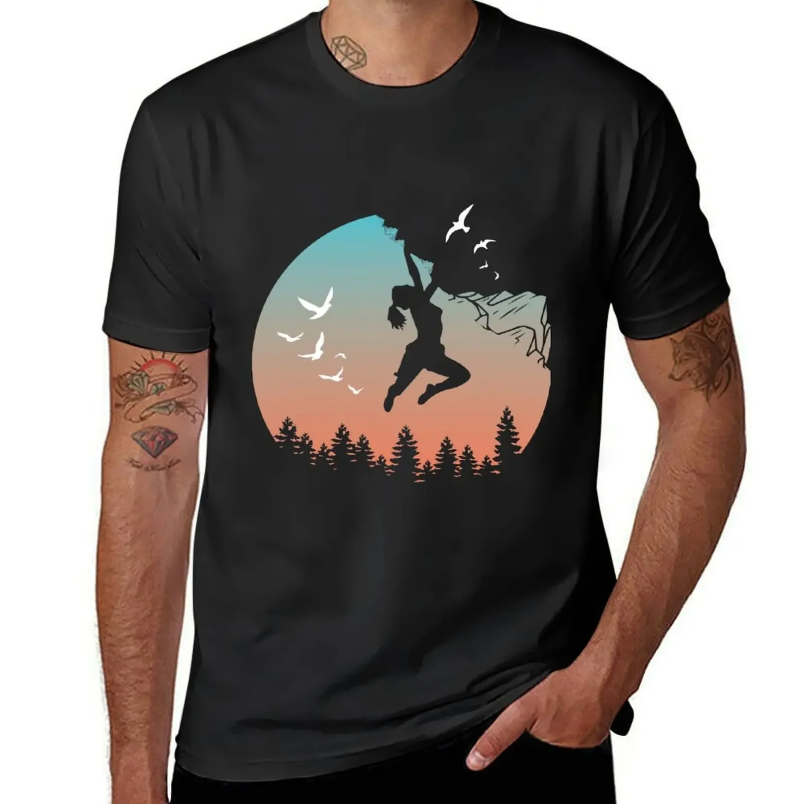 Climber, mountaineer, adventurer, woman. T-Shirt oversized graphic tee custom shirt black t shirts for men