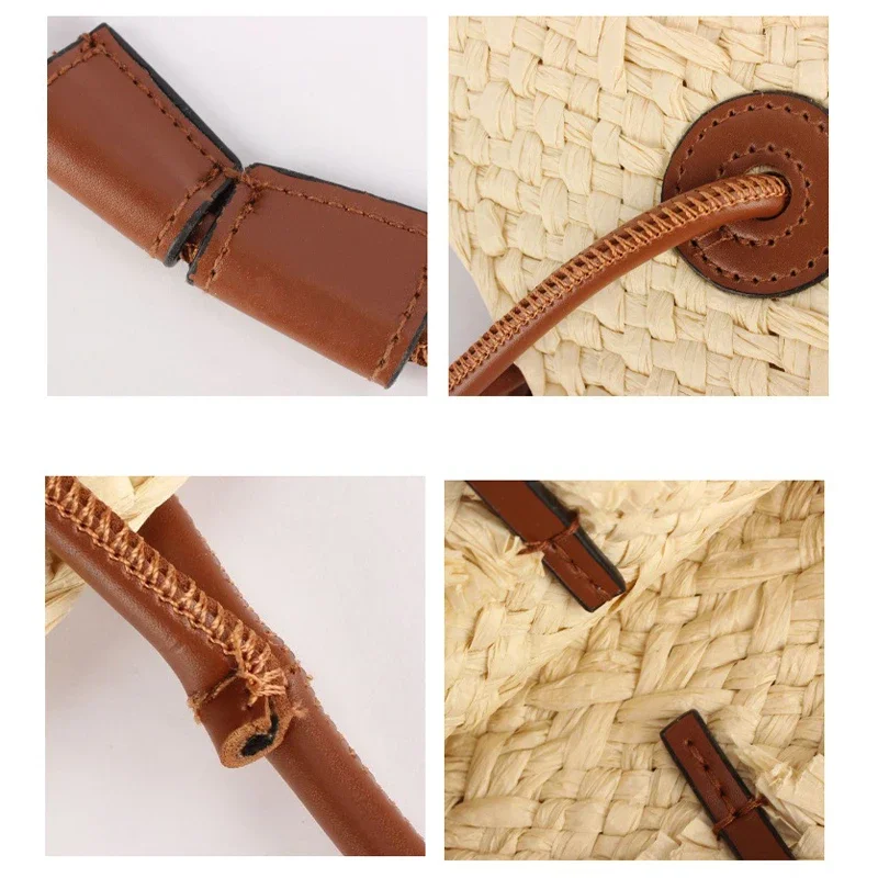 Neue Schulter Tasche Handgemachte Stroh Gewebt Große Kapazität Marke Hochwertige Korb Tasche Sommer Strand Urlaub Mode Handtasche Forwomen – Detail 25