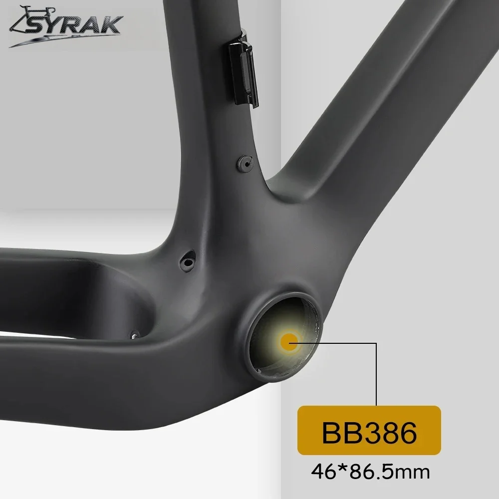 SYRAK 700C مكبح قرصي BB386 الكربون الحصى إطار دراجة هوائية 49 52 54 56 58 سنتيمتر من خلال المحور 142x12 مللي متر Cyclocross الطريق دراجة إطارات #4