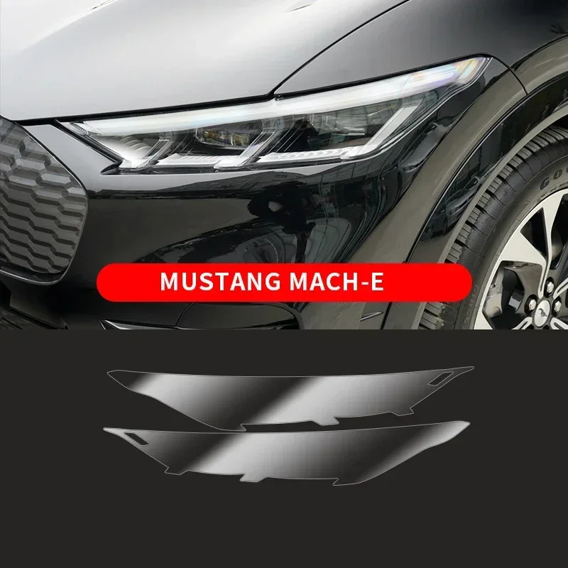

2 шт., пленка для передних фар автомобиля для Ford Mustang Mach-E, прозрачная защитная пленка из ТПУ, наружные накладки на фары, автомобильная наклейка