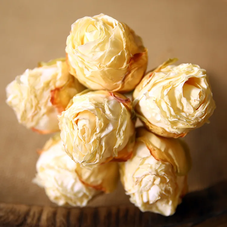 Artificial Flowers Retro Burnt Edge Roses Silk Fake Flower Home Living Room Decoration Simulation Rose Wedding Decora Floral