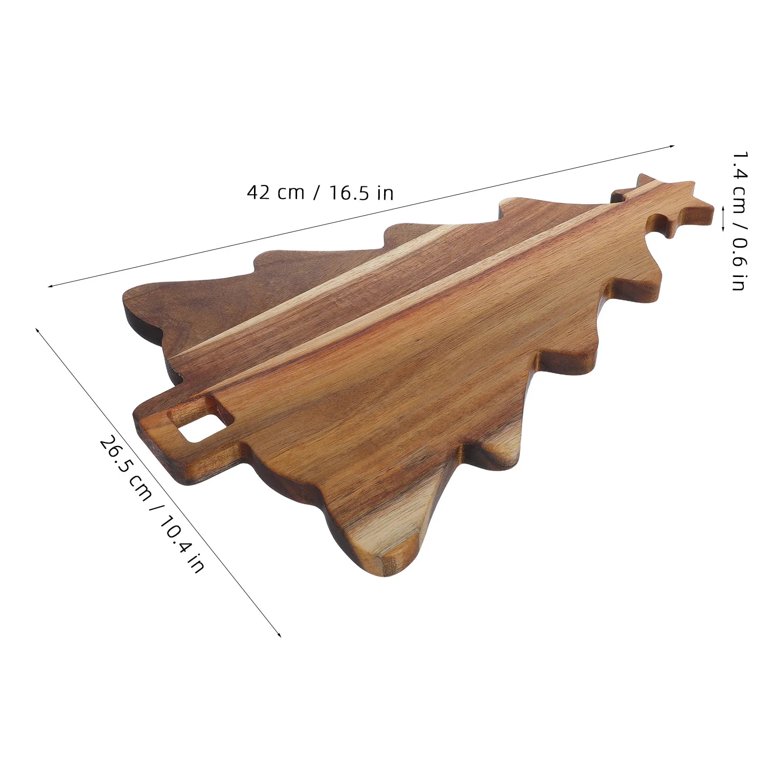 Christmas Tree Wood Cutting Board Solid Wood Tree Shape Holiday Cheese Appetizer Tray Serving Platter with Handle