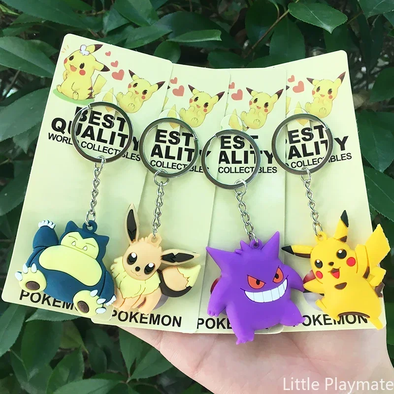 Pokemon Anime Keychain Toy Pikachu Charmander Bulbasaur Eevee Squirtle Dragonite Figure Model Alloy Key Ring Pendant Accessories