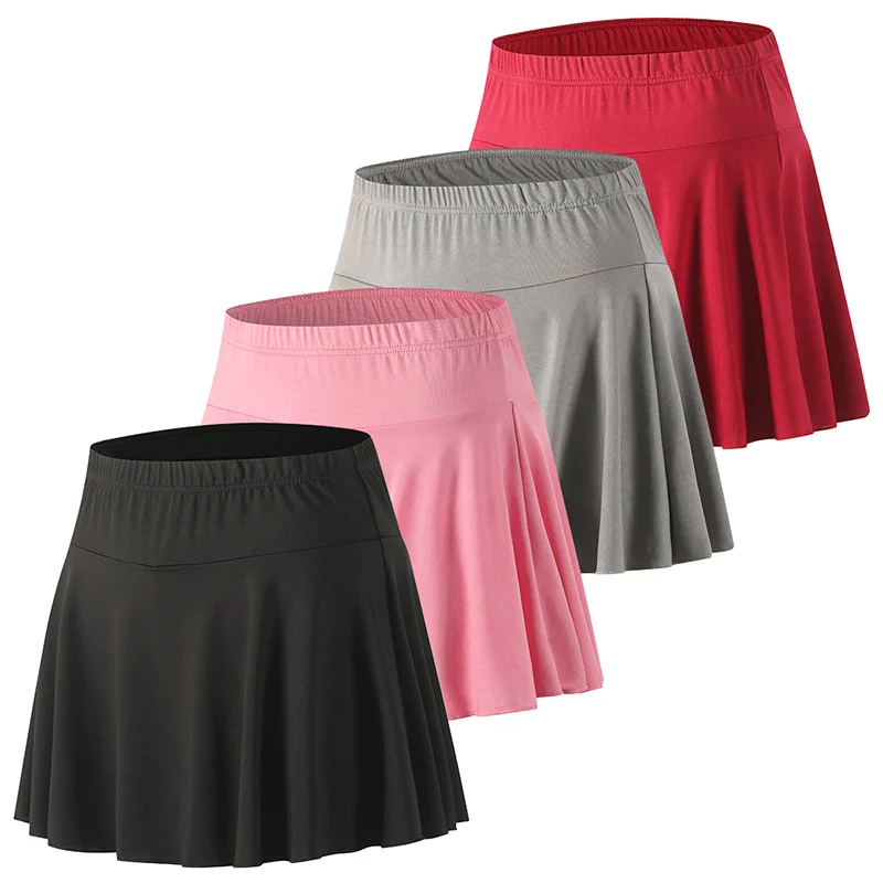 Sommerlicher, einfarbiger, vielseitiger Faltenrock für junge Mädchen, lässiger Sport-Laufrock mit Sicherheitshose für Damen, lässiger kurzer Rock – Detail 13