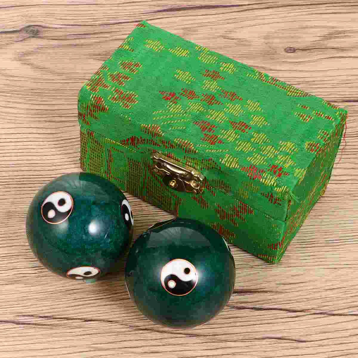 1 Pair of 47mm Chimes Hand Massage Balls Chinese Tai Chi Pattern Stress Relieve Hand Exercise Massage Balls