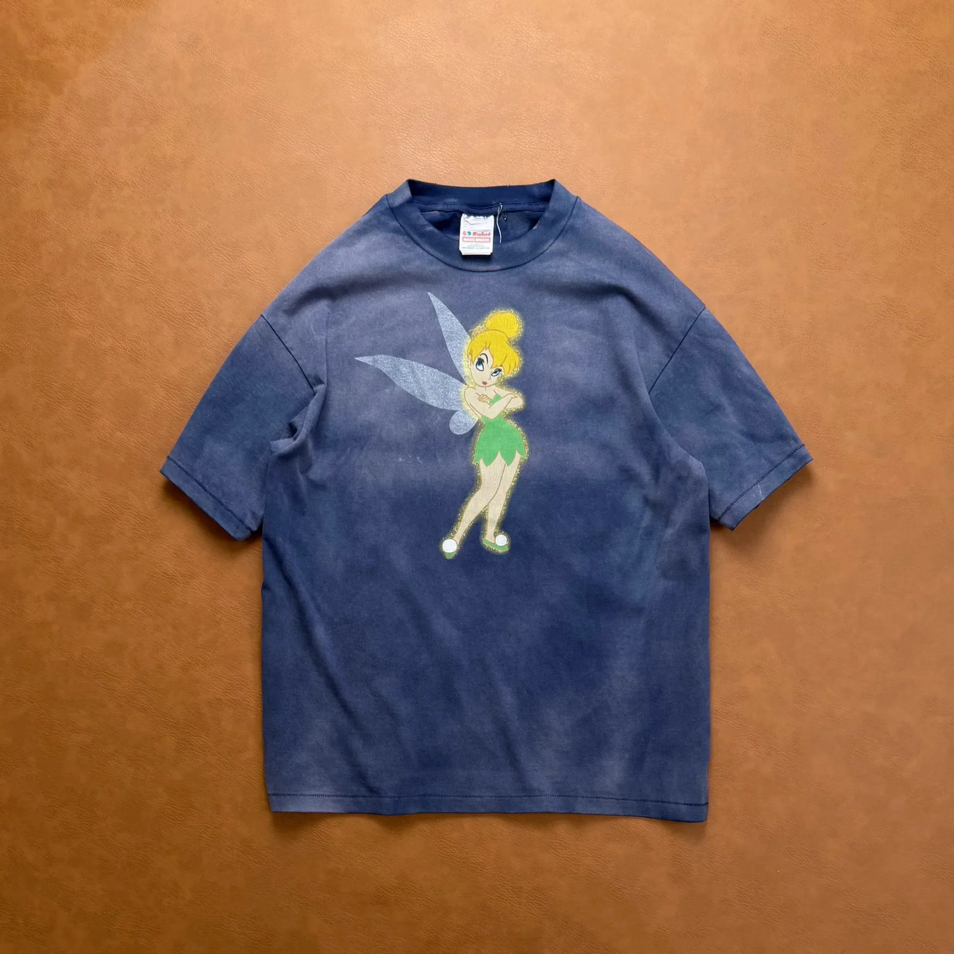 

Japanese niche [Saint] cartoon joint name, elf, washed retro high street cylinder short-sleeved T-shirt